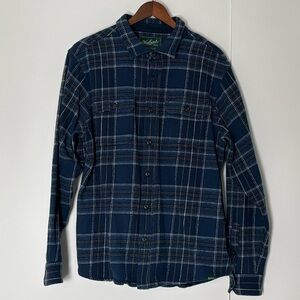 Woolrich Blue Plaid Heavy Flannel Shirt w/ Pockets